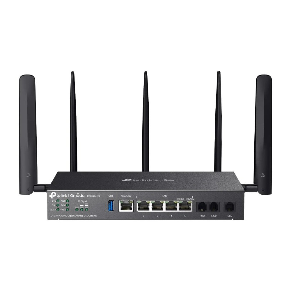 TP-LINK Omada DR3650v 4G+ Cat6 AX3000 Wi-Fi 6 Gateway desktop con Gigabit DSL