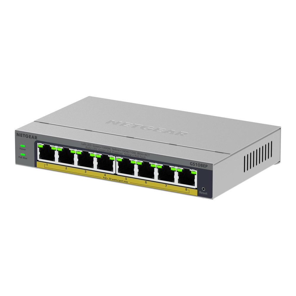 Netgear Easy Smart GS108EP - Switch - L3 - Intelligente - 8 x 10/100/1000 (PoE+)