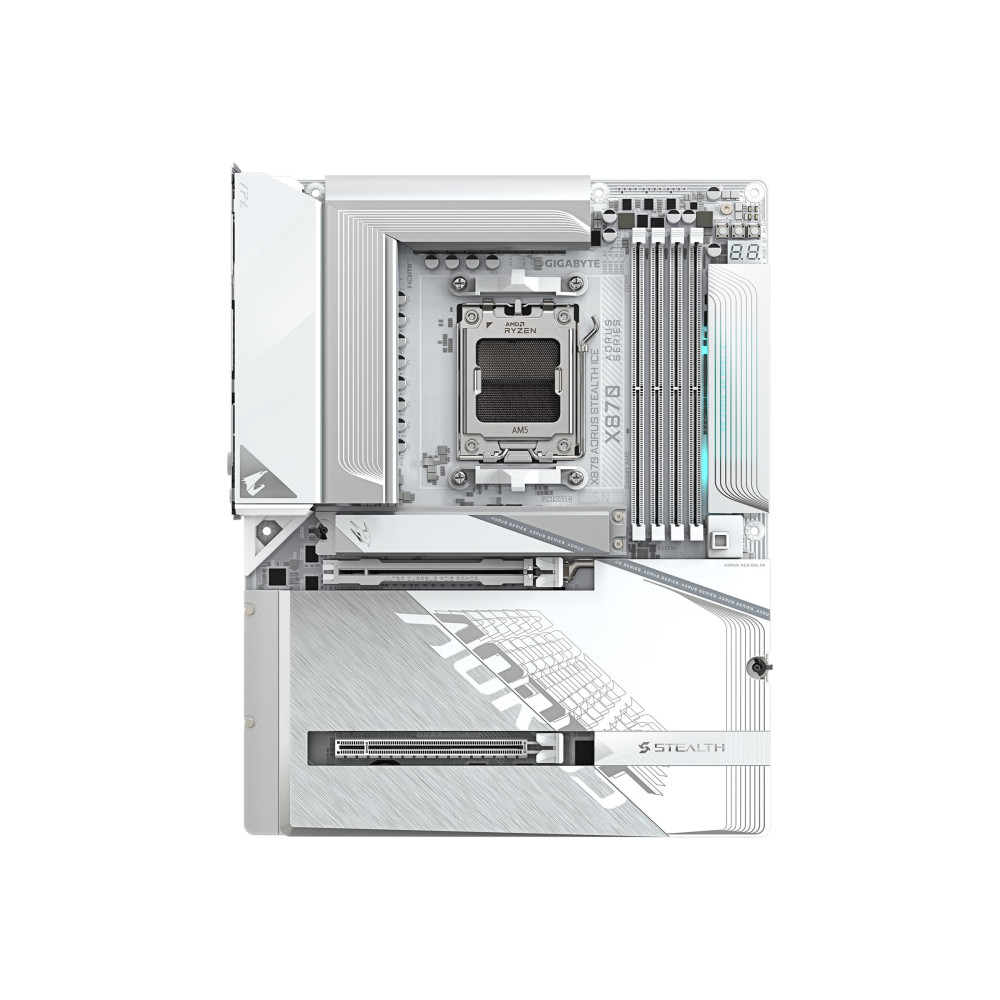 Gigabyte AORUS X870 STEALTH ICE - Scheda madre - ATX - Socket AM5 - Scheda madre AMD X870 - USB-C 3.2 Gen 2x2, USB 3.2 Gen 2, US