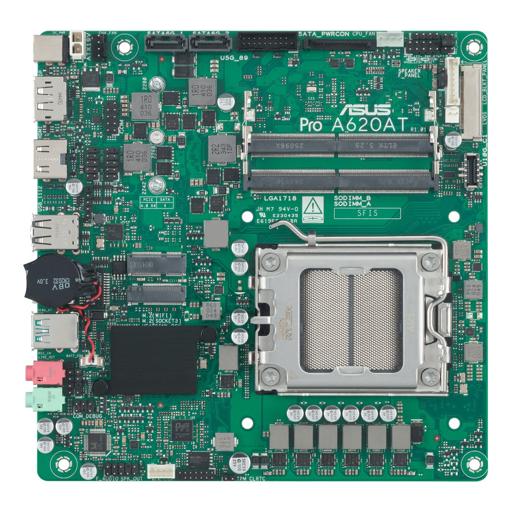 ASUS PRO A620AT-CSM - Scheda madre - Mini-ITX - Socket AM5 - Chipsetto AMD A620A - USB-C 3.2 Gen2, USB 3.2 Gen 2, USB 3.2 Gen 1 