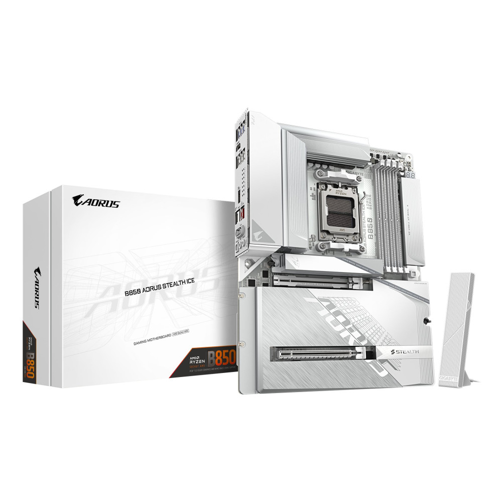 Gigabyte AORUS B850 STEALTH ICE - Scheda madre - ATX - LGA 1851-Sockel - Chipsatz AMD B850 - USB 3.2 Gen 1, USB-C 3.2 Gen 2, USB