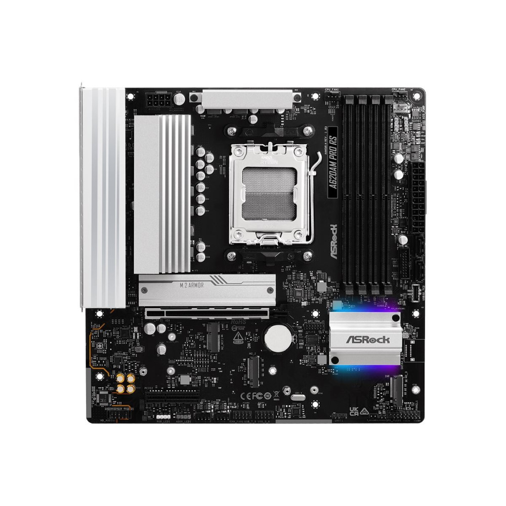 ASRock A620AM PRO RS - Scheda madre - micro ATX - Socket AM5 - Chipsetto AMD A620A - USB 3.2 Gen 1, USB-C 3.2 Gen 1 - LAN a 2,5 