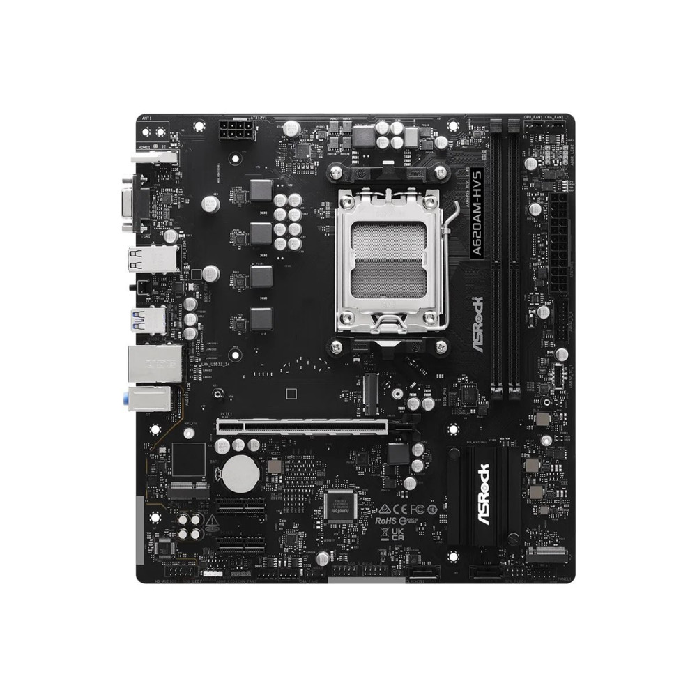 ASRock A620AM-HVS - Scheda madre - micro ATX - Socket AM5 - Chipsetto AMD A620A - USB 3.2 Gen 1, USB-C 3.2 Gen 1 - LAN Gigabit -