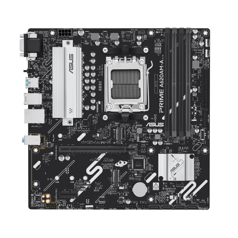 ASUS PRIME A620AM-A-CSM - Scheda madre - micro ATX - Socket AM5 - Chipsetto AMD A620A - USB-C 3.2 Gen 1, USB 3.2 Gen 1, USB 3.2 