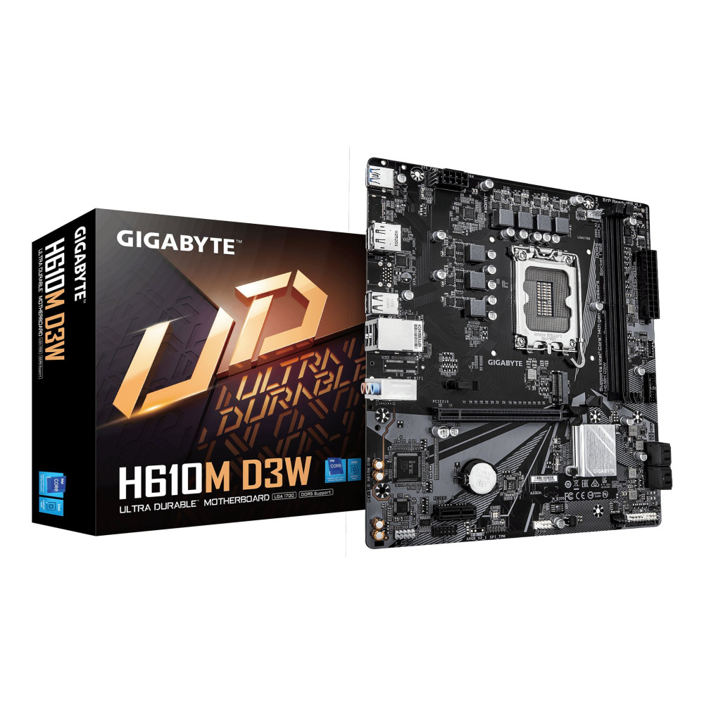 Scheda madre Gigabyte H610M D3W - Supporta i processori Intel Core della 14┬¬ generazione, 5+1+1 fasi VRM, fino a 5600MHz DDR5, 