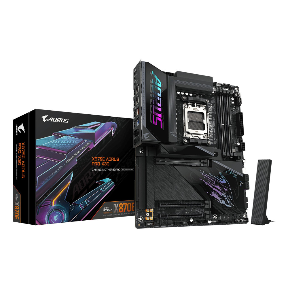 Gigabyte AORUS X870E PRO X3D - Scheda madre - ATX - Socket AM5 - Chips AMD X870E - USB-C 3.2 Gen 2x2, USB4, USB 3.2 Gen 1, USB 3