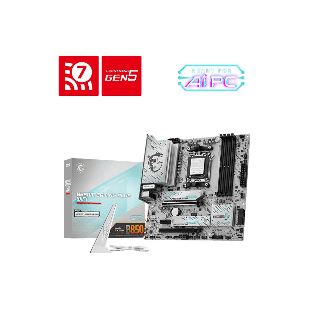 MSI B850M GAMING PLUS WIFI - Scheda madre - micro ATX - Socket AM5 - Chipsatz AMD B850 - USB-C 3.2 Gen2, USB 3.2 Gen 1 - 5 Gigab