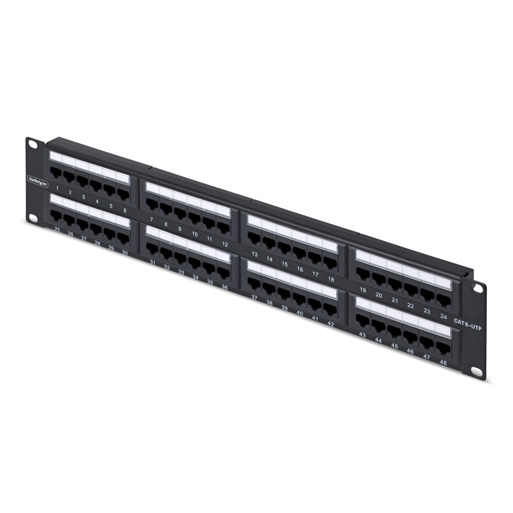 StarTech.com Patch Panel - Dispositivo di stampo 110 - Montabile su rack - CAT 6 - UTP - RJ-45 X 48 - Nero - 2U - 48,3 cm (19&qu