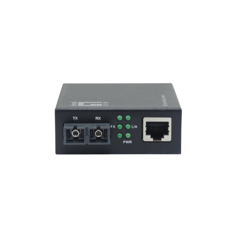 LevelOne Smart Gigabit RJ45-SC Media Converter, Fibra Monomodo, 1310 nm, 20 km, compatibile con rack di montaggio da 19 pollici,