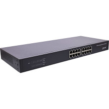 Switch di rete Gigabit a linea di produzione con 16 porte - 1Gb/s - 19" 1U - Metallo - senza ventilatore