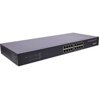Switch di rete Gigabit a linea di produzione con 16 porte - 1Gb/s - 19" 1U - Metallo - senza ventilatore