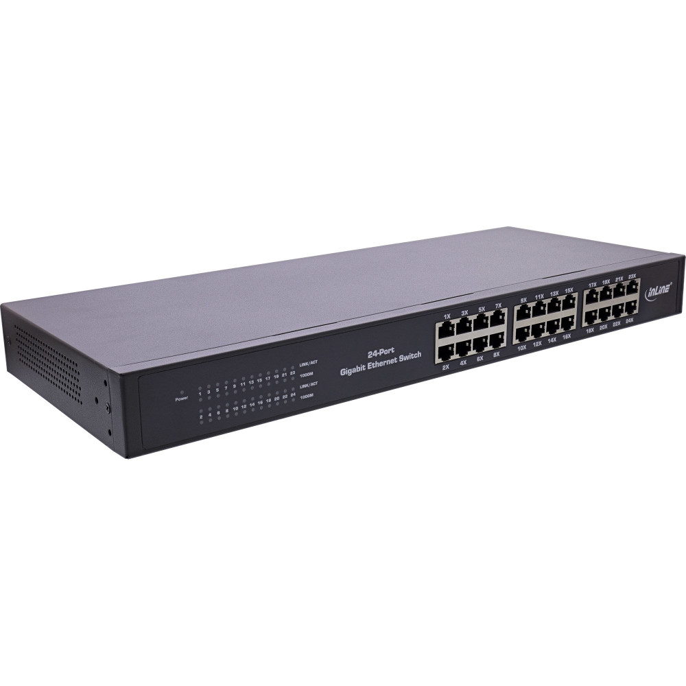 Switch di rete Gigabit in Line con 24 portate - 1Gb/s - 48,26cm (19") - 1HE - Metallo