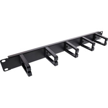 Pannello di conduzione del cavo InLine 19" - 5 ganci in plastica - RAL 9005 - nero