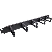 Pannello di conduzione del cavo InLine 19" - 5 ganci in plastica - RAL 9005 - nero