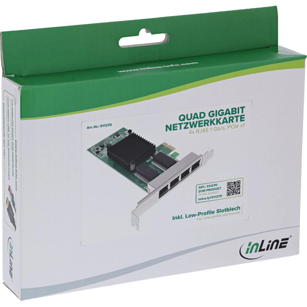 Carta di rete Gigabit Inline Quad - 4x RJ45 1 Gb/s - PCIe x1