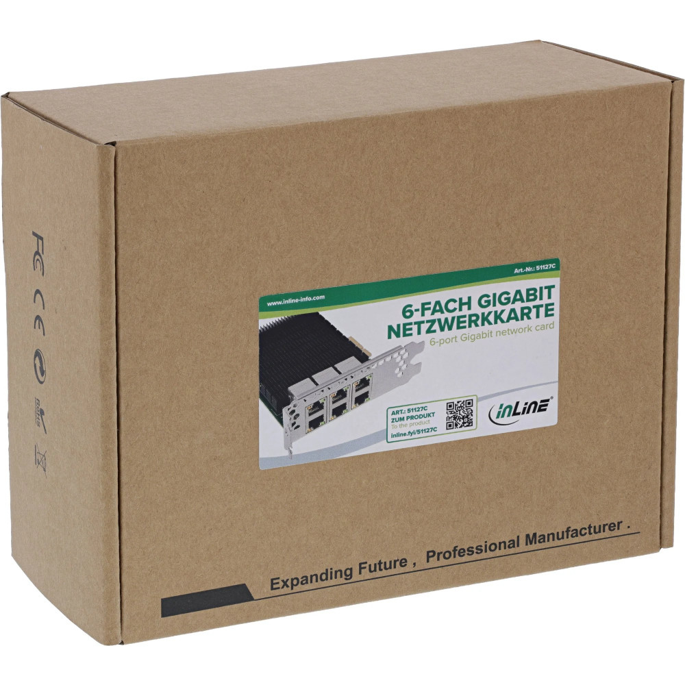 Carta di rete Gigabit a 6 canali InLine - 6x RJ45 1 Gb/s - PCIe x4