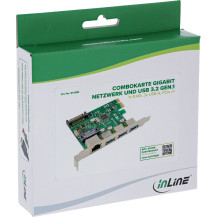 Carta di rete combinata InLine Gigabit e USB 3.2 Gen.1 - 1x RJ45 - 3x USB-A