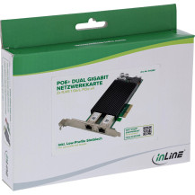 Carta di rete InLine Dual Gigabit - 2x RJ45 1 Gb/s - PCIe x4 - PoE+