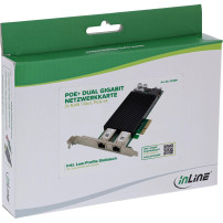 Carta di rete InLine Dual Gigabit - 2x RJ45 1 Gb/s - PCIe x4 - PoE+