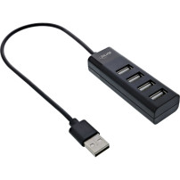 Hub USB 2.0 InLine - 4 Porta - nero - con cavo USB DC - Cavo di 30cm - slim