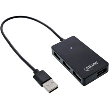 Hub USB 2.0 InLine - 4 Porta - nero - con cavo USB DC - Cavo di 30cm