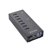Hub USB 3.0 InLine - 7 porte - Carcassa in alluminio con set di alimentazione da 2,5A - nero