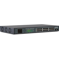 Switch di rete Gigabit InLine PoE+ a 24 porte - 1Gb/s - 2xSFP, 19"1HE (incl. angolo)
