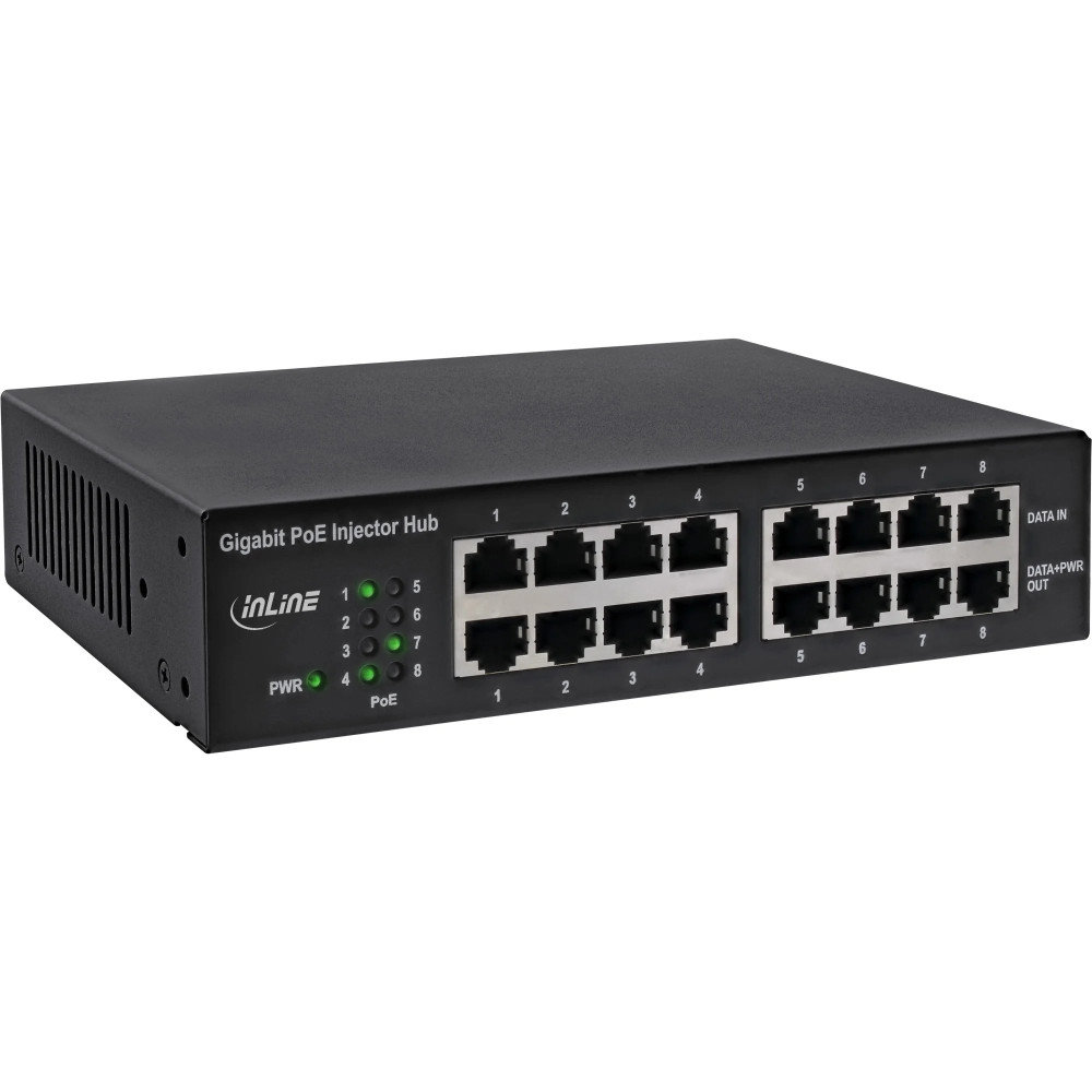 InLine PoE+ Gigabit Retificatore di Rete Hub a 8 Porte (8x PoE+) - 1Gb/s - 19" 1U