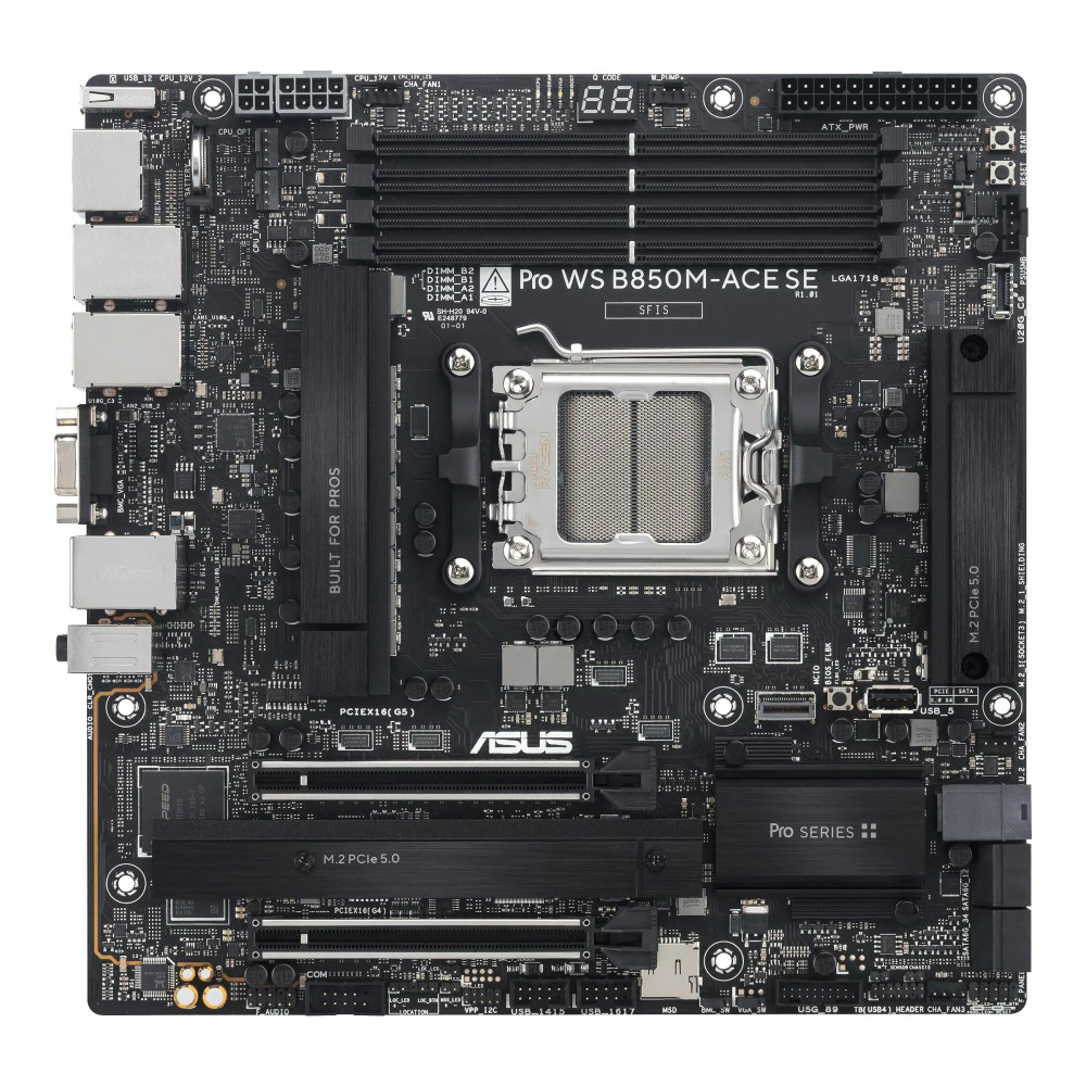 ASUS Pro WS B850M-ACE SE - Scheda madre - micro ATX - Socket AM5 - Chipsatz AMD B850 - USB-C 3.2 Gen2, USB 3.2 Gen 2, USB-C 3.2 