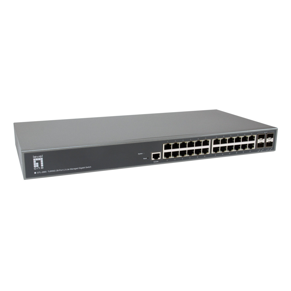 LevelOne TURING 28-porto Switch Gigabit Gestito Livello 3 Lite, 24 ├ù 1G RJ45, 4 ├ù 1G/10G SFP+ Uplinks, Gestito, L3, Ethernet G