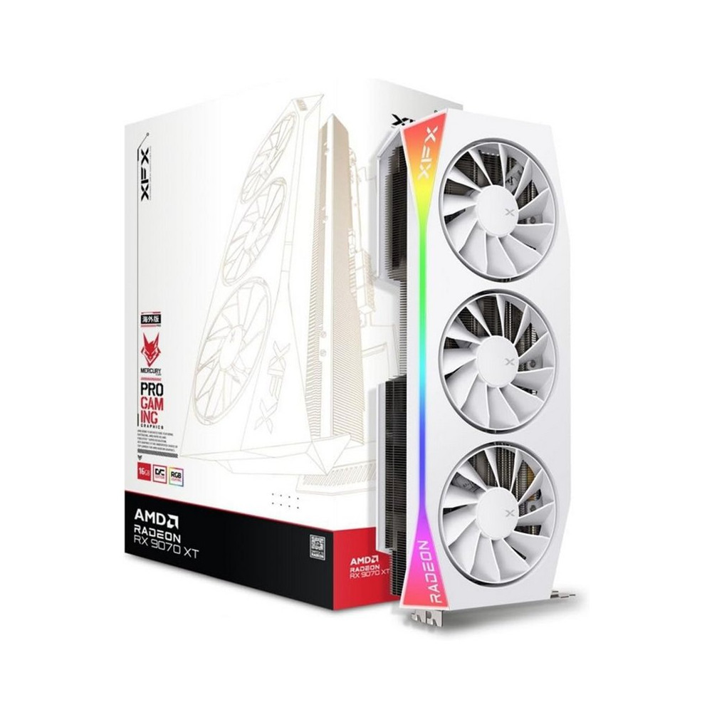 XFX RX 9070XT Mercury Gaming RGB 16GB OC GDDR6 White retail - Grafikkarte - 16.384 MB