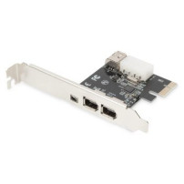 DIGITUS PCIe - IEEE 1394/Firewire - Nero - Metallico - 0,4 Gbit/s - 0 - 70 °C - 25 - 65%