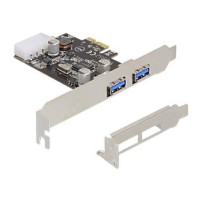 Delock 2x USB 3.0 PCI Express card - PCIe - USB 3.2 Gen 1 (3.1 Gen 1) - 1x Power SATA - Nero - CE - FCC - 5000 Mbit/s