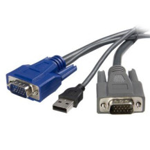 StarTech.com Cavo KVM ultra-sottile VGA USB 2 in 1 1,8 m - 1,8 m - Nero - VGA - USB A + VGA - Maschio/Maschio - 145 mm