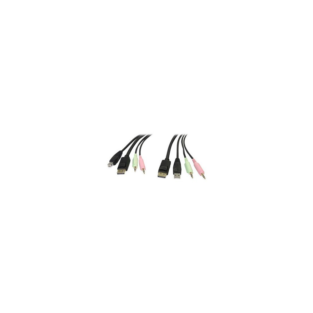StarTech.com Cavo switch KVM DisplayPort USB 4 in 1 con audio e microfono 1,8 m - 1,829 m - USB - USB - DisplayPort - Nero - Dis