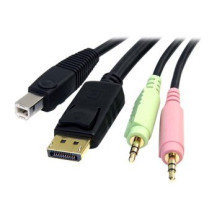 StarTech.com Cavo switch KVM DisplayPort USB 4 in 1 con audio e microfono 1,8 m - 1,829 m - USB - USB - DisplayPort - Nero - Dis