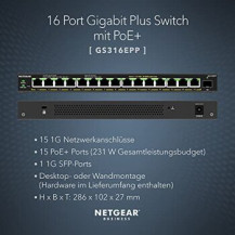 Netgear GS316EPP-100PES - Gestito - Full duplex - Supporto Power over Ethernet (PoE)