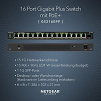 Netgear GS316EPP-100PES - Gestito - Full duplex - Supporto Power over Ethernet (PoE)
