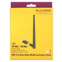 DeLock USB 3.0 Dual Band WLAN ac/a/b/g/n Stick - Adattatore di rete - USB 3.0 - 802.11ac - Nero