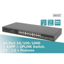 DIGITUS 24- Port Gigabit Switch, 19 Zoll, Managed, 4 SFP+ Uplinks