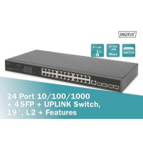 DIGITUS 24- Port Gigabit Switch, 19 Zoll, Managed, 4 SFP+ Uplinks