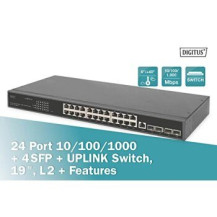 DIGITUS 24- Port Gigabit Switch, 19 Zoll, Managed, 4 SFP+ Uplinks