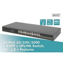 DIGITUS 24- Port Gigabit Switch, 19 Zoll, Managed, 4 SFP+ Uplinks