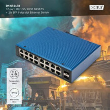 DIGITUS 16 Port Gigabit Ethernet Netzwerk Switch, Industrial, Unmanaged, 2 SFP Uplink