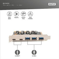 DIGITUS Scheda PCIe 2x USB-C + 3x USB A