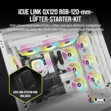 Corsair iCUE LINK QX120 RGB - Ventola per case - con sensore di temperatura - 120 mm - bianco (confezione da 3)