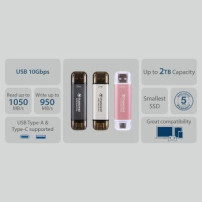 Transcend ESD310 - SSD - 1 TB - esterno (portatile) - USB 3.2 Gen 2x1 (connettore USB-C)