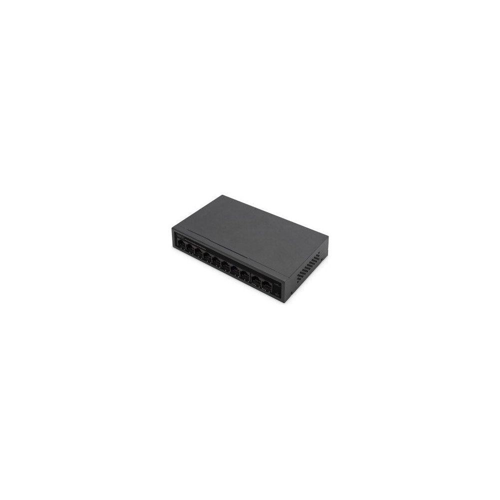 DIGITUS Switch di rete PoE Fast Ethernet a 8+2 porte, desktop, non gestito, 60 W, af/at