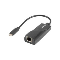 Lanberg NC-1000-02 - USB tipo C - RJ-45 - Nero - 1 pezzo(i) - 0,15 m
