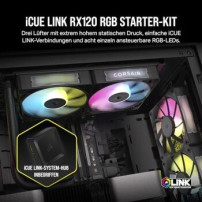 Corsair iCUE Link RX120 RGB Triple Starter Kit - Ventola per case - 120 mm - Nero (confezione da 3)